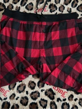 George Red and Black Buffalo Plaid Waffle Knit Lounge Shorts